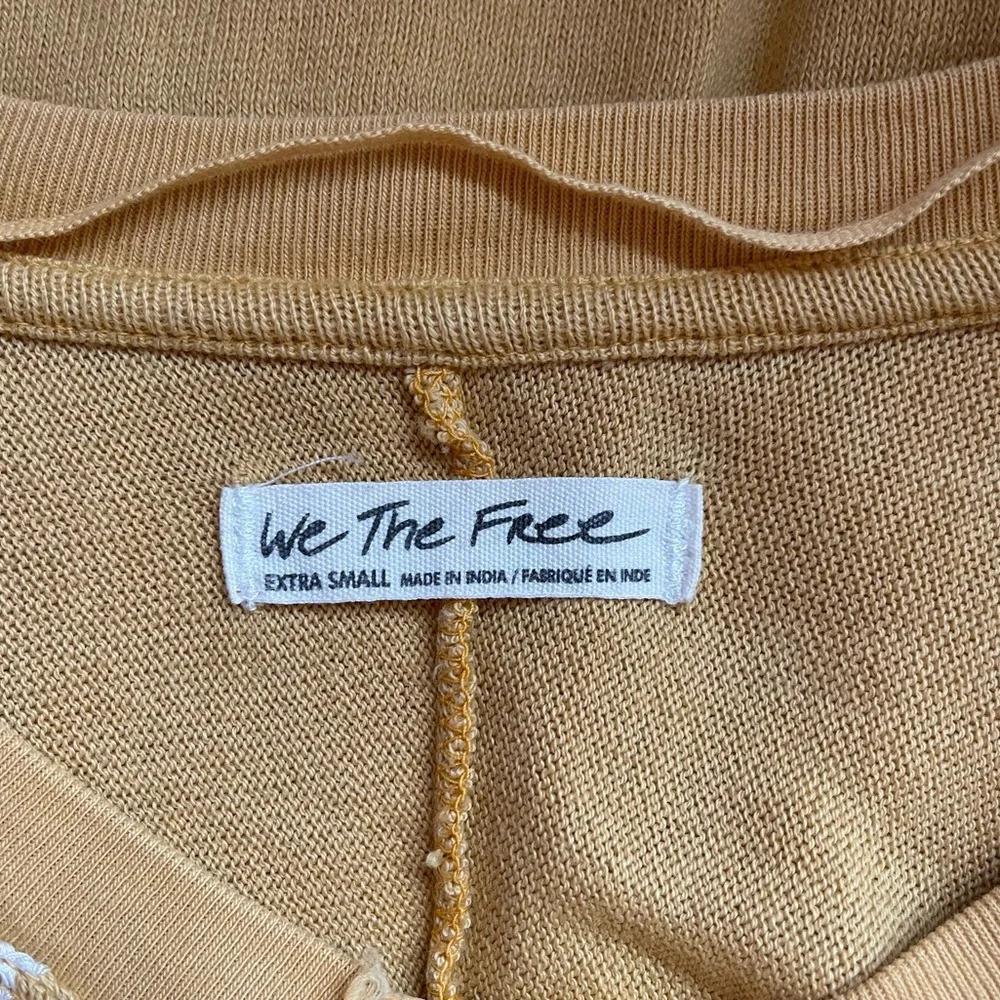 We The Free FP Yellow & White Embroidered Oversized Sweatshirt Xsmall Women’s - Picture 11 of 12